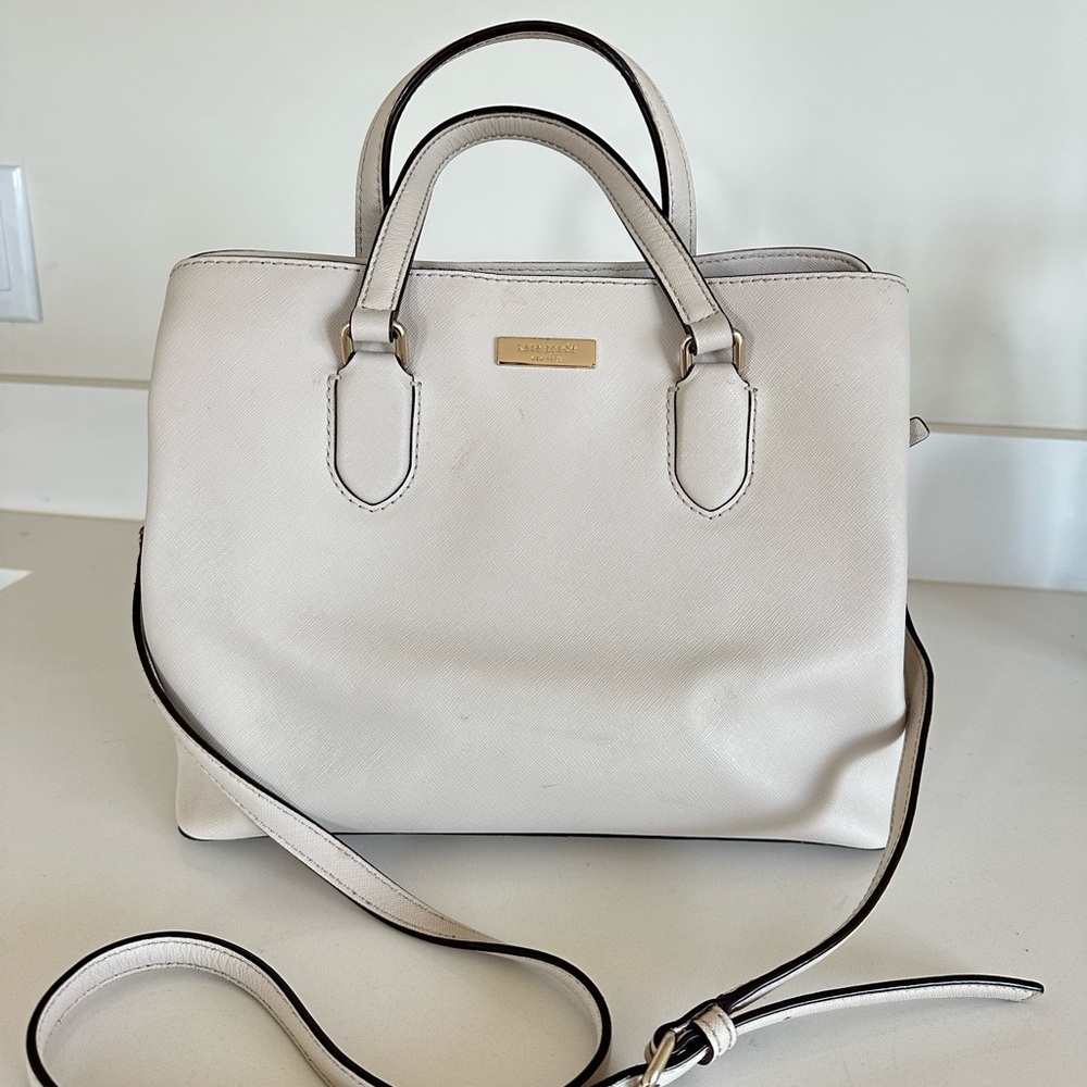 Kate Spade White Satchel with Gold Accents